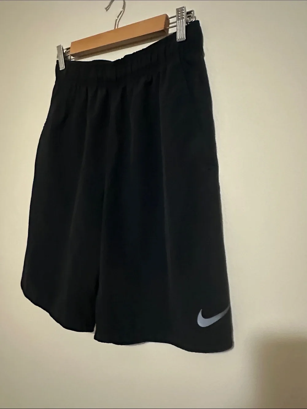 Nike Black Athletic Shorts with Gray Swoosh